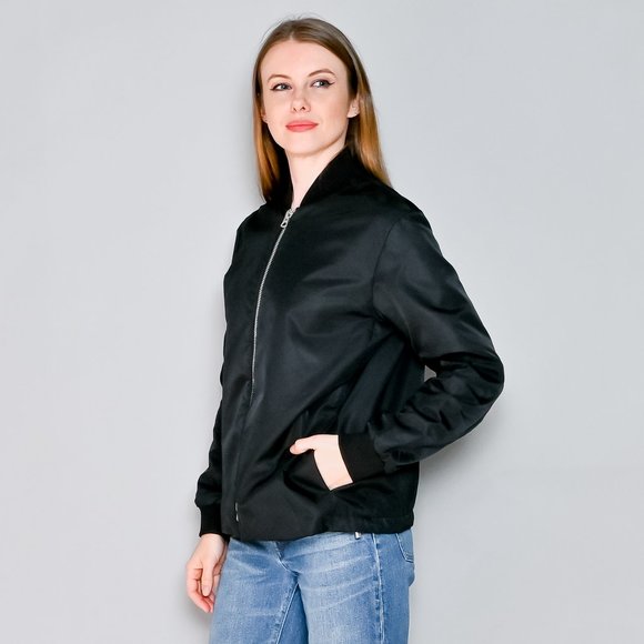 ACNE STUDIOS Fuel Shine Black Satin Bomber Jacket Small - Picture 4 of 8